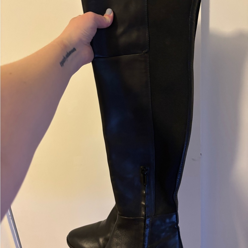 Sleek Black Quiet Luxury New England Money Chic Timeless Over the Knee Boots
